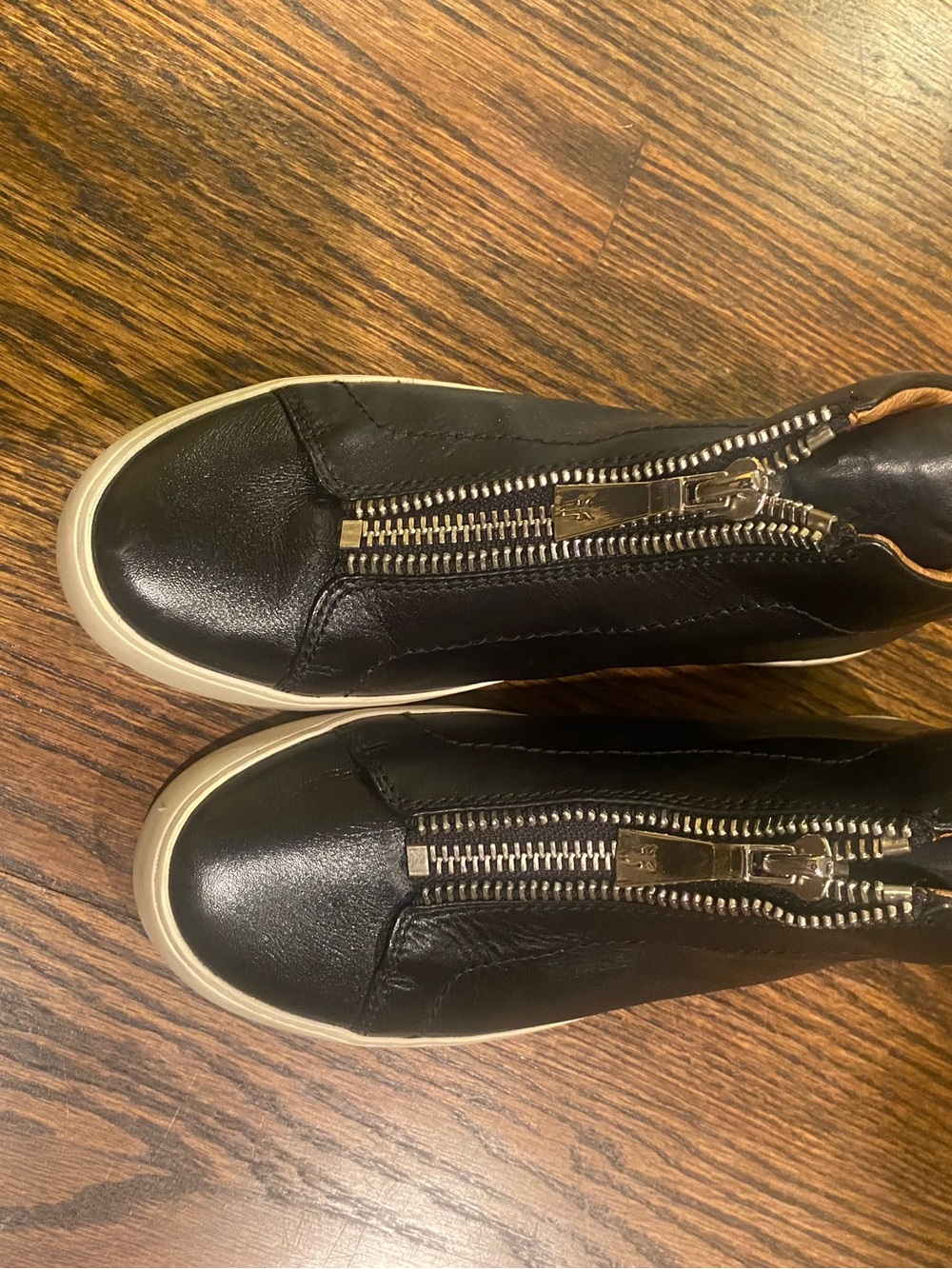 Frye Black Leather Zip-Front Ankle Booties